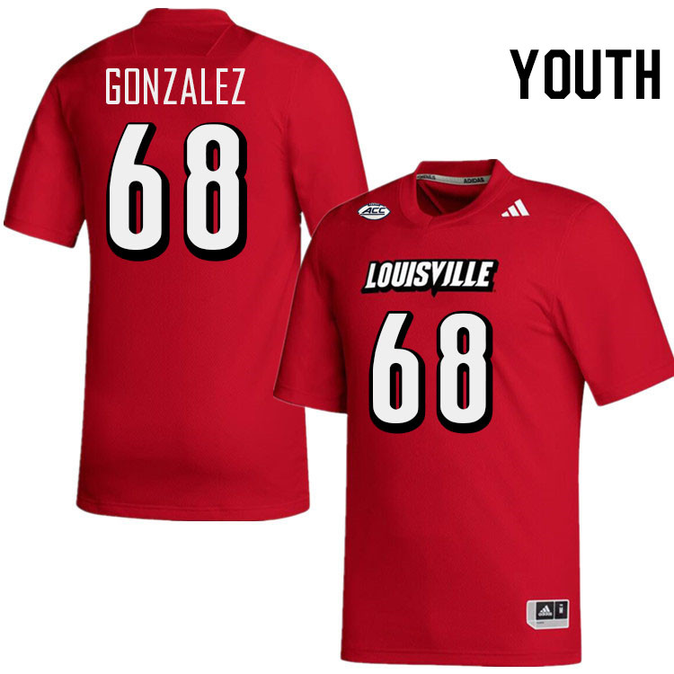 Youth #68 Michael Gonzalez Louisville Cardinals College Football Jerseys Stitched-Red